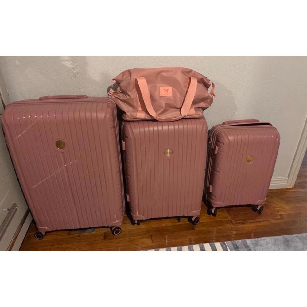 3-Piece Dusty Rose Hardshell Luggage Set with Matching Travel Duffel